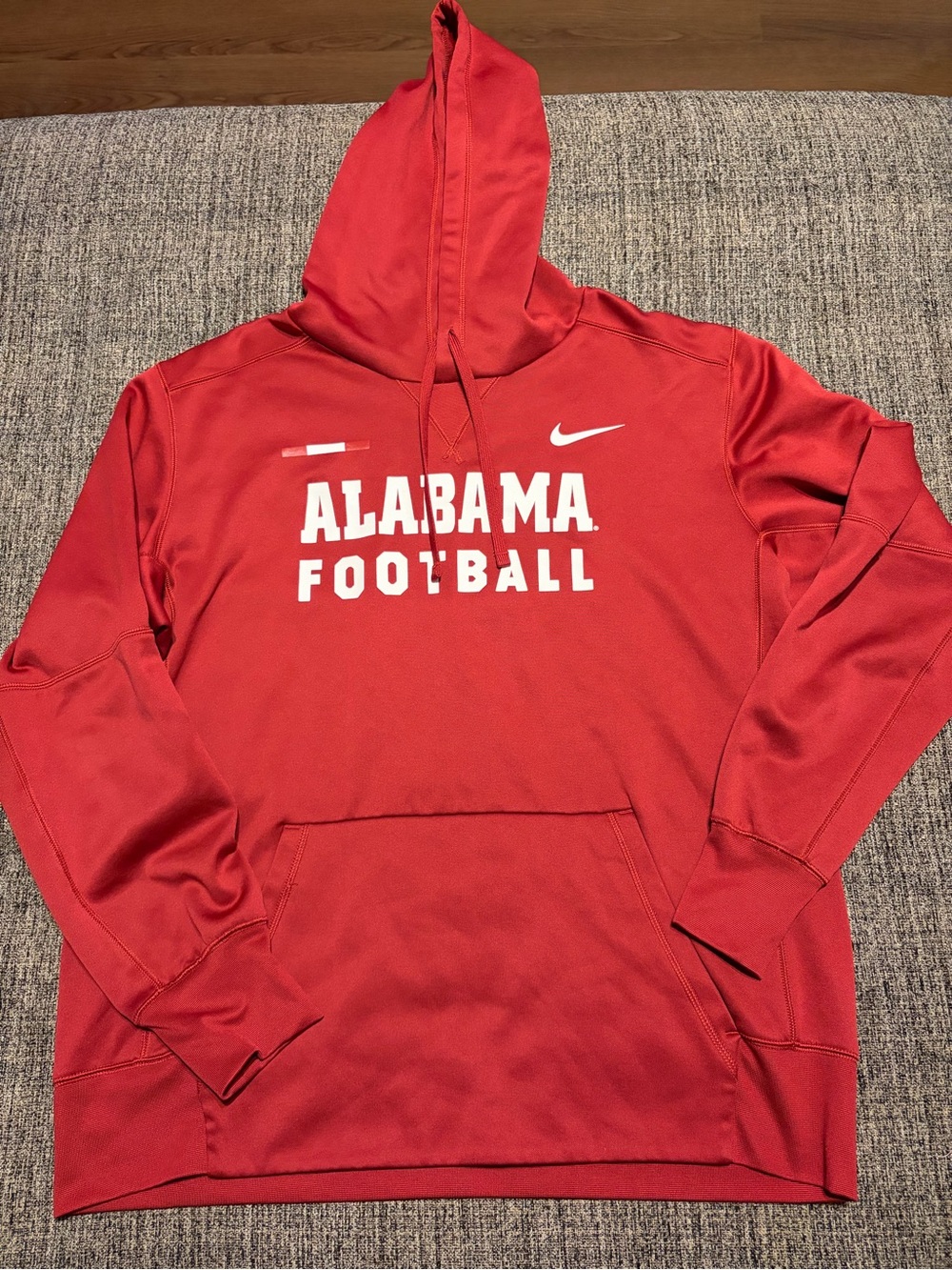 Nike Dri-Fit Red Alabama Football Pullover Hoodie with White Logo